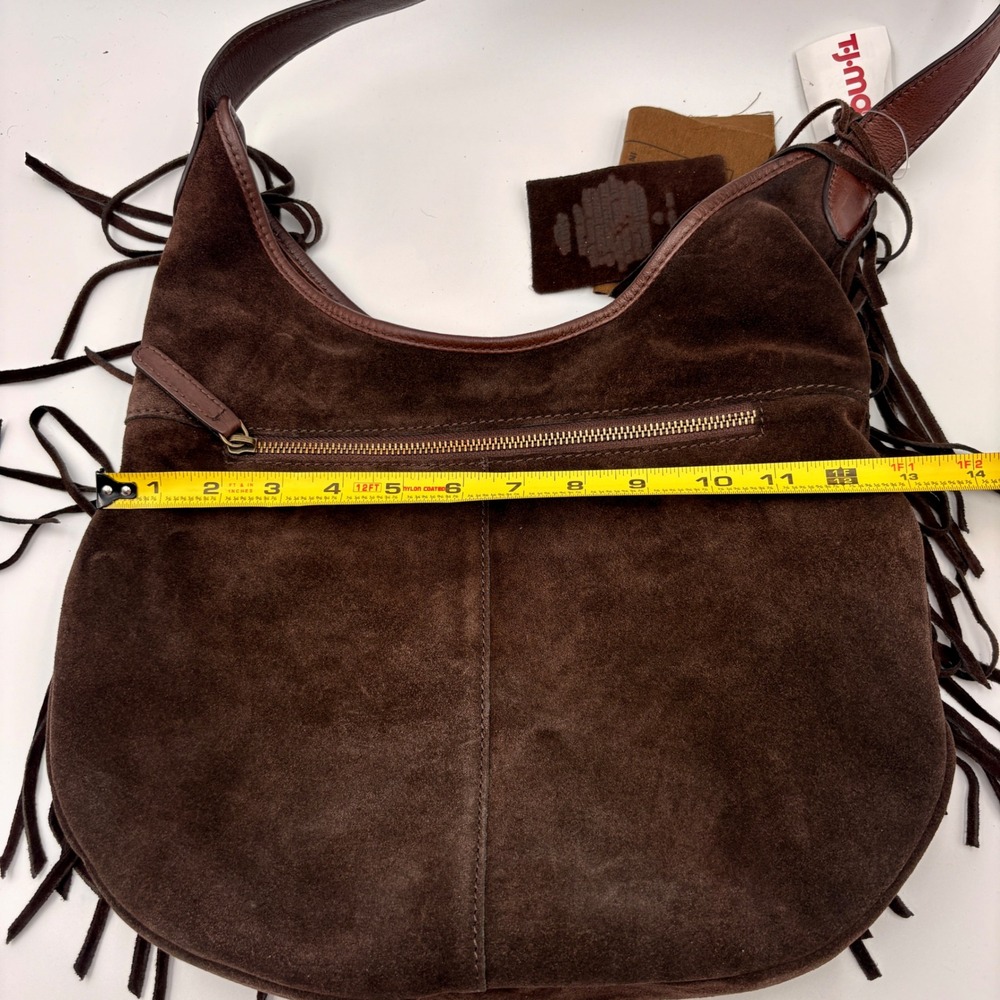 Vilenca Holland Brown Suede Fringe Hobo Leather Trim Boho Western Shoulder Bag - Picture 12 of 14